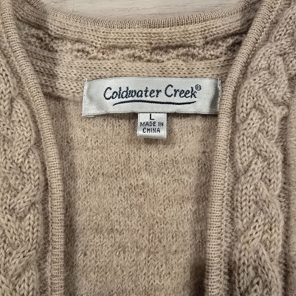 Coldwater Creek Wool Cardigan Vest Womens Large Embroidered Cable Knit VNeck Zip - Picture 4 of 9